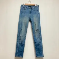 【ユニクロ】UNIQLO ストレートデニムパンツ ブルー系 綿混 レディース22