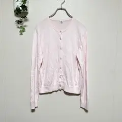 ユニクロ UVカット　クルーネックカーディガン ウォッシャブル　ピンク　Mのサムネイル