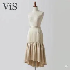 ViS ビス サテンマーメイドスカート S ベージュ 裏地付 サテン光沢素材