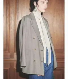 Mila Owen 金釦2サイズチェックダブルブレザージャケット　BROWN 1