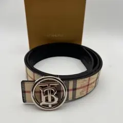 Burberry バー バ リ ー ベルト ノバチェックレザー シルバー メンズ