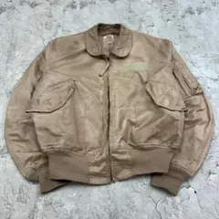 米軍実物　短丈　フライト　CWU　ミリタリージャケット　古着　ベージュ　XL相当