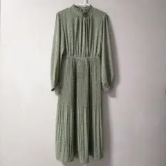 【W closet】長袖　ロングプリーツワンピース