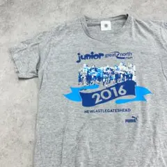 ジュニアマラソン　PUMA プーマ　トップス　半袖　Tシャツ　古着　杢グレー　L