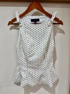 ZARA ドット柄 ペプラムリボントップス XS