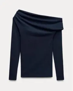 ZARA ソフトインターロックアシンメトリートップス Lサイズ