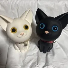 KAT 白猫・黒猫 ソフビ貯金箱 2体セット
