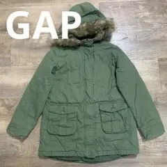 GAP キッズ　160 アウター　モッズコート　カーキ　防寒　フェイクファー