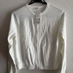 UNIQLO UVカット クルーネックカーディガン Off White L 新品