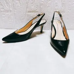 【FABIO RUSCONI】 スリングバックハイヒール ブラック21.5cm