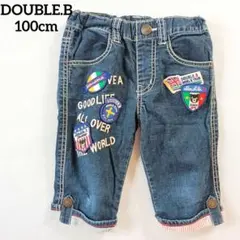 DOUBLE B ハーフデニムパンツ 100cm ワッペン刺繍 ミキハウス