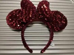 ディズニー カチューシャ 赤 スパンコール