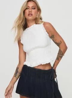 PRINCESS POLLY ホワイトフリルトップス