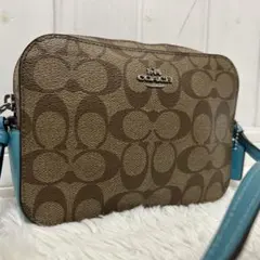⭐️未使用級⭐️コーチ カメラバッグ ショルダー シグネチャー ベージュ ターコイズ