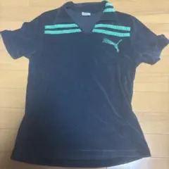 PUMA パイル地 ポロシャツ ネイビー×グリーン