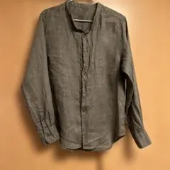 URBAN RESEARCHリネン 長袖 バンドカラーシャツ カーキのサムネイル