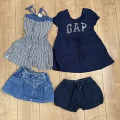 キッズ服 4点セット ワンピース デニムスカート ショートパンツのサムネイル