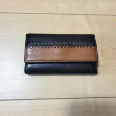 COACH レザーキーケース ブラック/ブラウン