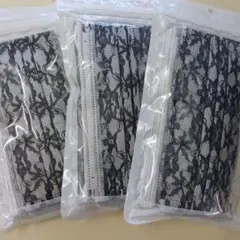 10枚×3パック　ネイビーブラック レース マスク