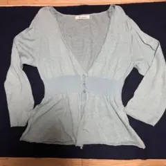 Te chichi 麻レーヨン混ライトブルーカーディガン