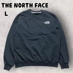 韓国限定 ザノースフェイス 刺繍ロゴ スウェット トレーナー ブラック L