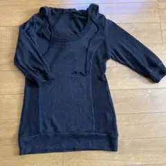 ニットセーター 七分袖 黒 M