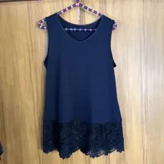 シャルレ ノースリーブ チュニック レース　黒　ブラック