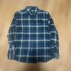 UNIQLO 長袖シャツ M ネイビー/グリーン チェック