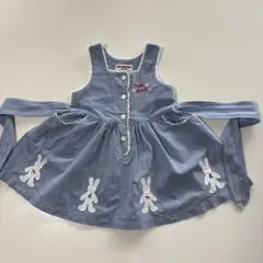 美品 ミキハウス ジャンバースカート ブルー 100 春夏