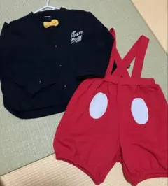 水通しのみ futafuta ミッキー ハーフパンツ サロペット シャツセット