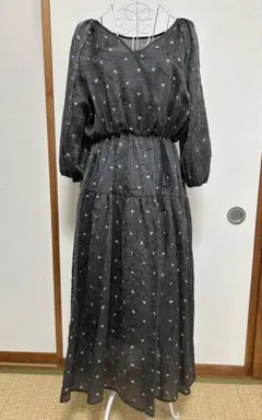 【NANO universe 】前後2WAY表面変化シアープリントワンピース