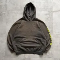 USA古着　carhartt カーハート　フェード　パーカー　褪色　墨黒　袖プリ
