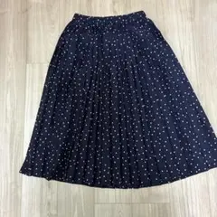 KUMIKYOKU プリーツスカート ネイビー ドット サイズ2