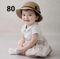 プティマインpetit main バルーンOPロンパース80ミントグリーン半袖