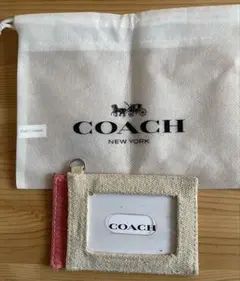COACH カードケース ホワイト ピンク 保存袋付き