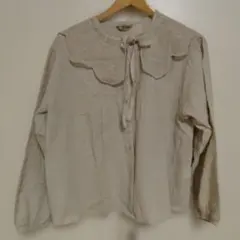 キナリ 刺繍付き長袖ブラウス