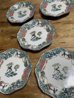 ✨【新品・未使用品】九谷焼　八角輪花皿　俊美造　 5枚セット t*o様 ✨【新品・未使用品】九谷焼 八角輪花皿 俊美造 5枚セット