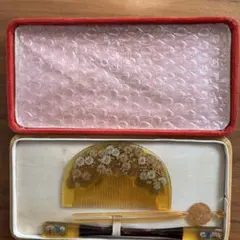 アンティーク　花柄の櫛とかんざしセット