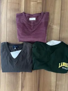 【美品３枚セット】BACK NUMBER 等ストライプ Tシャツ M マルーン