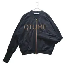 QTUME 日本製 コットン裏毛ブルゾン 黒 太リブ ダブルジップ 38のサムネイル