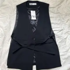 ZARA スリット入りベスト ブラック L