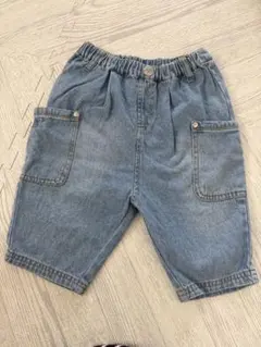 美品 ベビー服 ボトムス ハーフパンツ デニム カーゴパンツ ブルー 男の子
