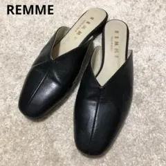 remme レザーサンダル 38 ブラック 黒 レメ スリッパ フラットサンダルのサムネイル