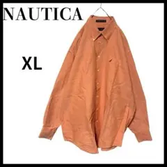 NAUTICA ノーティカ刺繍ロゴVINTAGE OXFORD長袖シャツ橙XLのサムネイル