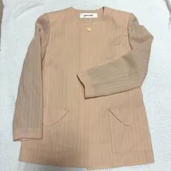 pierre cardin ノーカラージャケット ピンクベージュ　昭和レトロのサムネイル