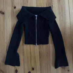ZARA ジップアップリブニットカーディガン