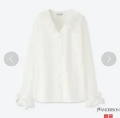 新品 UNIQLO JW ANDERSON ラッフルブラウス 長袖 ホワイト S