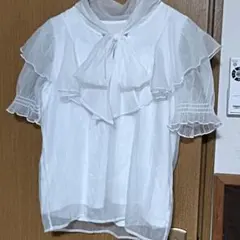 夢展望 エンジェルフリルシアーボウタイブラウス 半袖