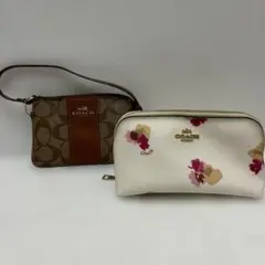 COACH コーチ　ポーチ　2点セット　シグネチャー　フラワー柄