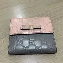 GUCCI グッチ 二つ折り財布 ピンク グレーのサムネイル